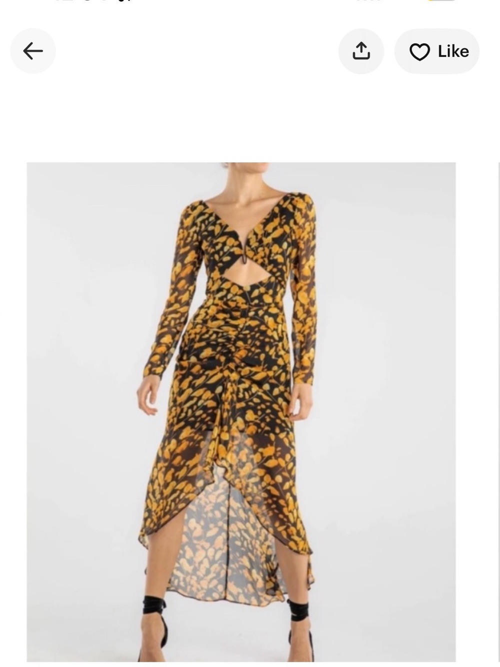 sau lee Michella Leaf Print Midi Dress